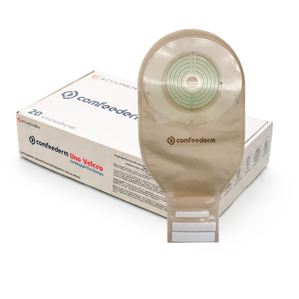 Комфидерм Уно Велкро, калоприймач однокомпонентний відкритого типу на липучці, 15-70 mm (мм) № 20